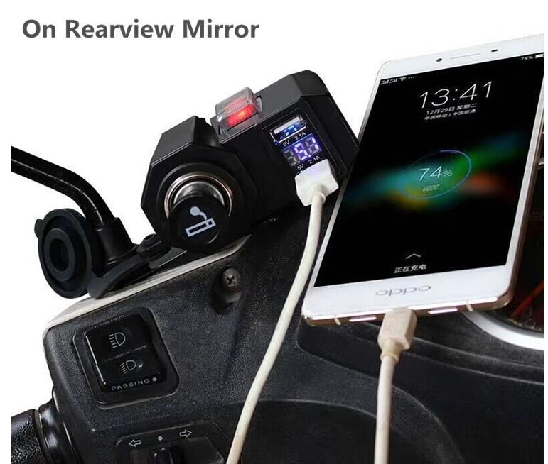 4.2A USB Charger Motorcycle with Cigarette Lighter Socket Voltmeter